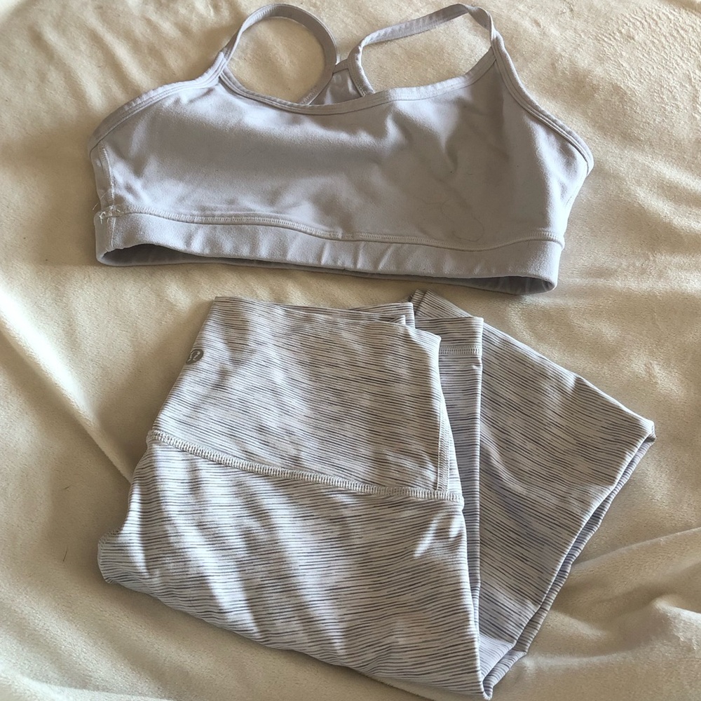 GUC Lululemon Light Grey Blue Matching Set Size 6